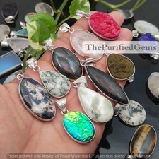 Lotto ciondoli quarzo rosa e pietre preziose miste placcati argento 925 lotto gioielli fatti a mano ~