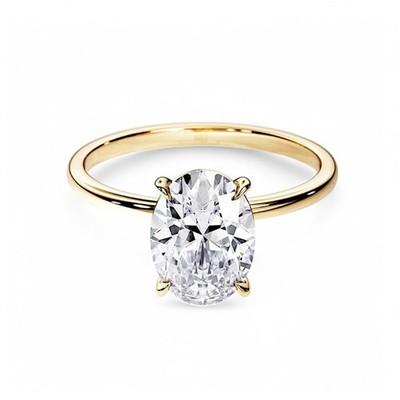 18K Gelbgold Diamant Ring Ovalschliff IGI 2 Karat E F VVS2 Lab Grown Luxus