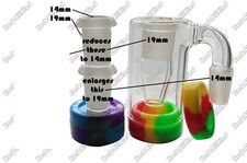 19mm ( 18mm ) 14mm 90° Glass Reclaim Catcher Set w 2x Adapters 2x Silicone Jars