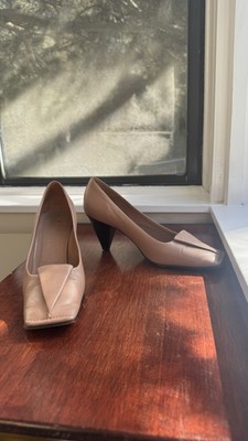 Jil Sander Leather Square Toe Block Heels - Size 38