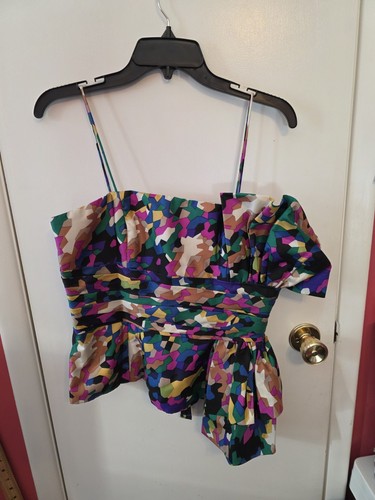 MARISA BARATELLI Colorful Thai Silk Sleeveless Top Sz 10