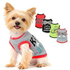 4 Pieces Dog Clothes for Small Dogs Boy XX-Small, Grey,Red,Black,Green