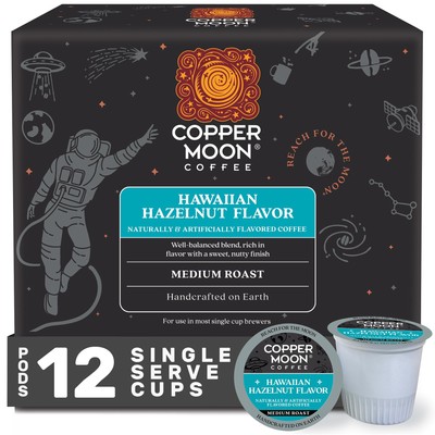 Copper Moon Coffee Hawaiian Hazelnut 12 Count Single Serve Pods 100 Arabica