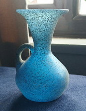 Vintage Murano Scavo Art Glass Ewer Jug Blue Cenedese Barbini Style 13cm