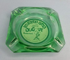 VTG Las Vegas Club Dugout Restaurant Green Glass Ashtray Nevada Casino Baseball