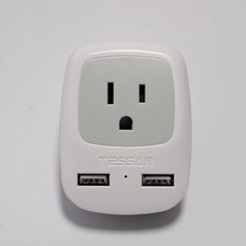 European Travel Plug Power Adapter Type C with 2 USB Ports New In Box