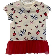 Disney Girl Minnie Mouse Dress Short Sleeve with Tulle Skirt Red Size 5T. NWOT