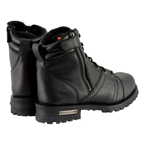 Milwaukee Leather Men's Black Lace-Up Wide-Width Motorcycle Leather Boots with - Bild 8 von 10