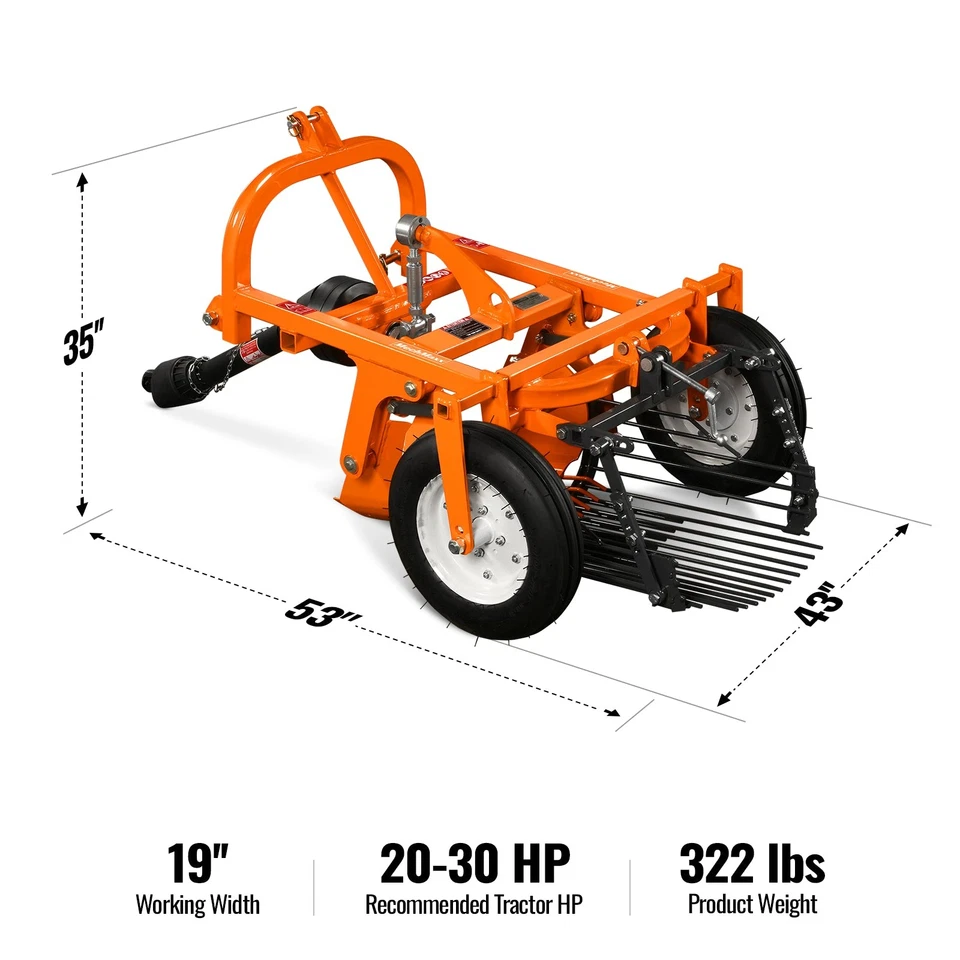 Cosechadora de patatas MechMaxx 3 puntos una fila recogedora de patatas accionada por toma de fuerza, PH19 Foto 2 de 4