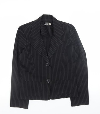 FRAME-WORK Damen Blazer Jacke schwarz Nadelstreifen UK 14