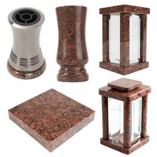Grab-Artikel Granit Grab-Schmuck Friedhof-Schmuck Vase Lampe in Rosso Vanga rot