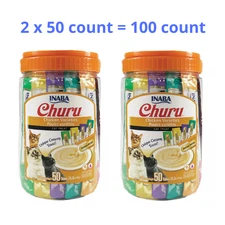 INABA Churu Chicken Puree Variety Pack Lickable Cat Treats -2 x 50 Count
