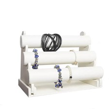 3Layer PU Bracelet Chain Watch T-Bar Rack Jewelry Organizer Hard Display Stand