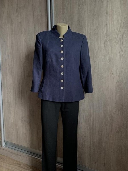 Women White Label Blazer Navy Linen 40 / L / 48