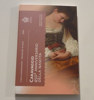 Moneta speciale 2 euro San Marino 2021 "Caravaggio" coincard/folder (cf.)