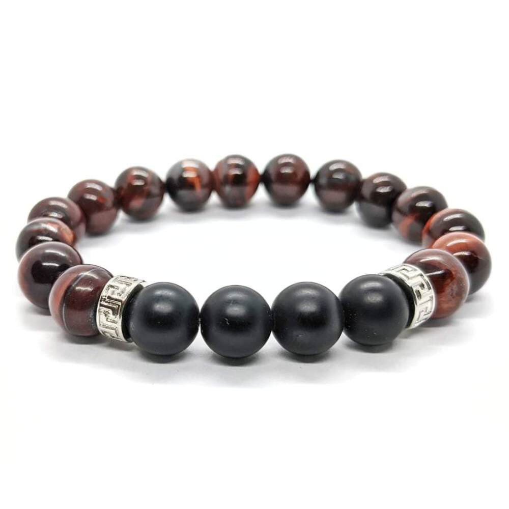 Bracelet Homme Onyx et Oeil de Taureau Idéal pour le Bureau et les Sorties
