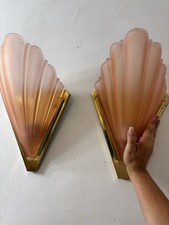 Art Deco Pink Frosted Glass Wall Sconce - 198...
