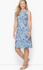 Talbots Lilac Floral Effortless Jersey Shift Dress Effortless Preppy Resort Wear