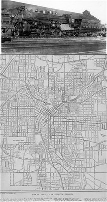 1911 ATLANTA GEORGIA HISTORY RAILROAD STREET MAP + GA RR OR TROLLEY PHOTO