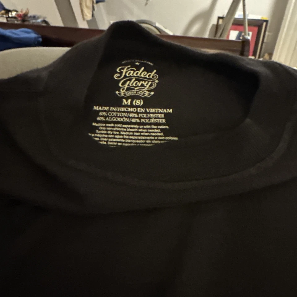 Camisa de manga larga Faded Glory para niños clásica negra lisa cuello redondo 8 Foto 2 de 4