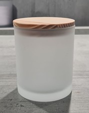 10oz Frosted Glass Candle Jars With Wooden Bamboo Lids (Box Of 18)