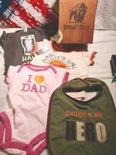 Dad Starter Set Baby Boy Lot of 3 One Piece NB, 3M, 6M 1 Bib. More