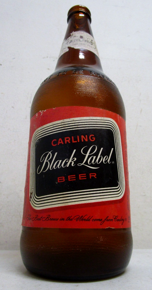 VTG 1960's CARLING BREWING CO BLACK LABEL AMBER GLASS BEER BOTTLE