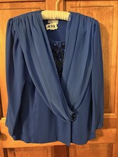 2 Piece Outfit Top  Skirt Blue Mother Of The Bride Bling Size 14