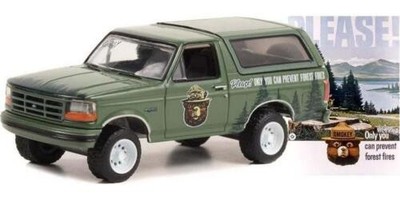 1996 Ford Bronco - only You Prevent Forest Fires *** Greenlight Smokey Bear 1:64