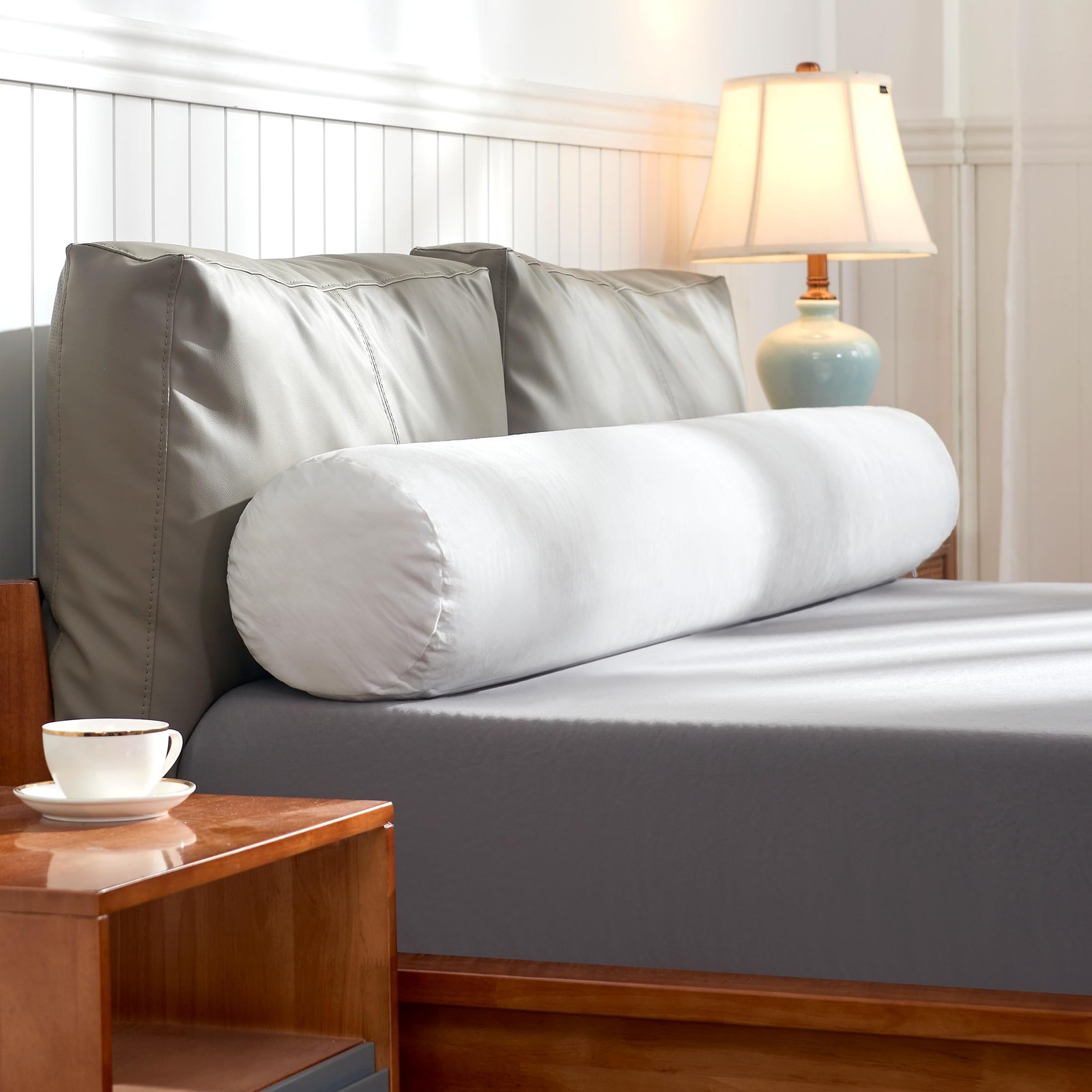 For Queen Bed, Memory Foam Bolster W/removable Velvet Co...