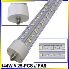 25PC 144W T8 8FT FA8 Led Tube Light Bulbs Single Pin 8Foot Led Shop Light 6500K