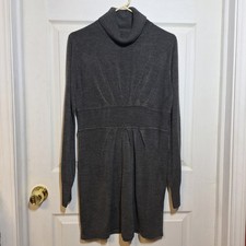 Suzie Couture Grey Cowl Neck Long Sleeved Midi Sweater Dress Office Size M