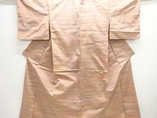 7457994: JAPANESE KIMONO / ANTIQUE KIMONO / SILK / FUSHI TSUMUGI / WOVEN STRIPE
