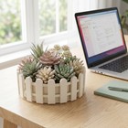 Picket Fence Flower Pot, Round Succulent Flowerpot, Planter Box Plant Basket,