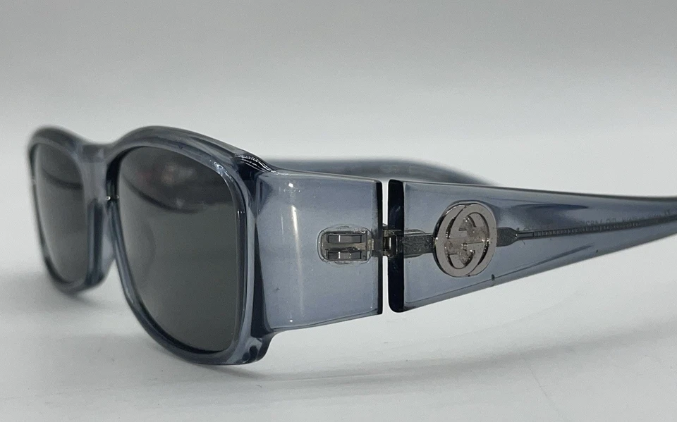 Gafas de sol vintage Gucci GG1482/S AE6 54-14 marco azul transparente plateado GG Y2K Foto 3 de 4