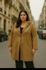 UNIQLO Double Face Hooded Coat Color Scheme Wool XXL Camel Tan Minimalist