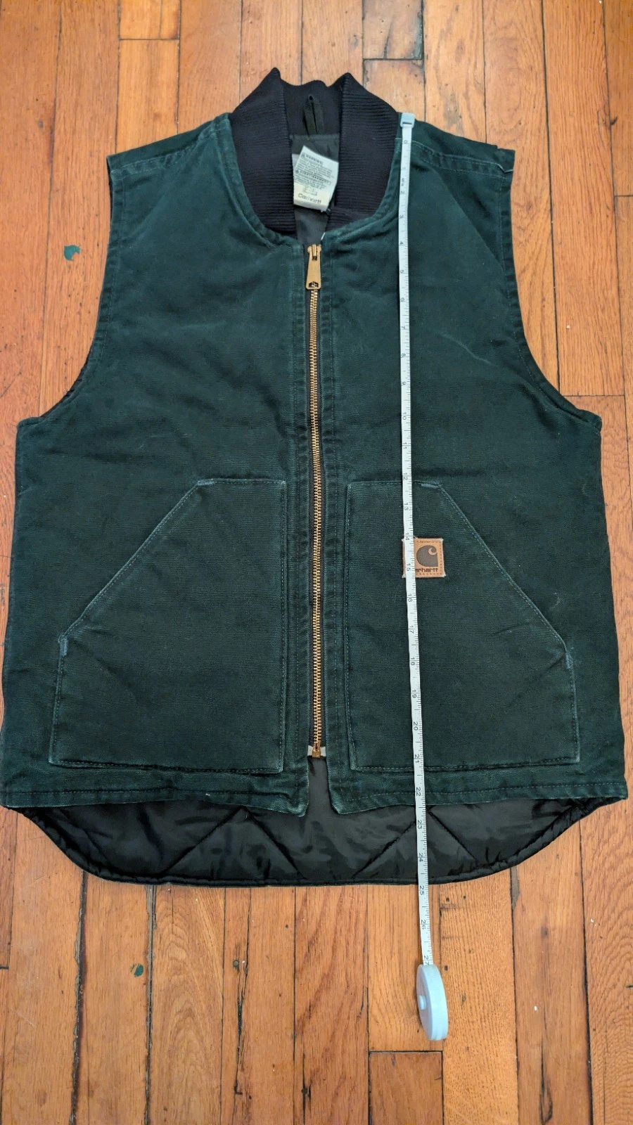 Carhartt V02 Arctic V02SPC Green Canvas Quilted Lined Zip Vest Men’s S Reg - product detail image 3