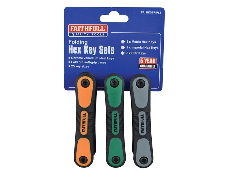 Faithfull Metric, Imperial & TORX Folding Hexagonal Key Set, 25 Piece FAIHKSTRI - Image 2 of 2