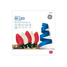 GE StayBright 50 LED Red and Warm White C9 String Lights with Green Wire