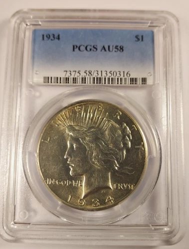 Nice!  1934 Peace Dollar PCGS AU58