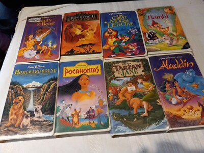 Eight Disney VCR Tapes Good Condition With Some Wear To Cases