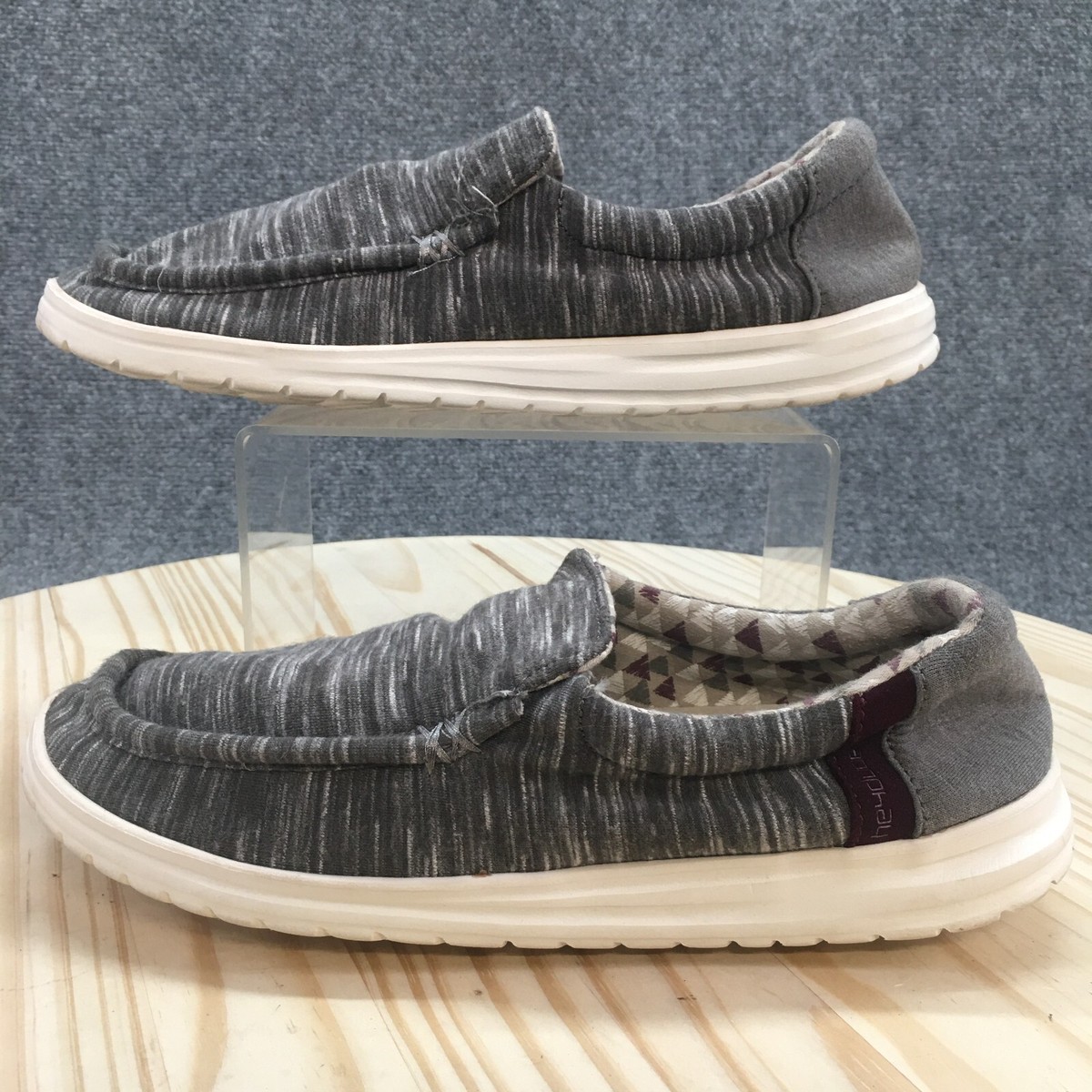 Hey Dude Shoes Mens 9 Mikka Stretch Gray Loafer Comfort 
