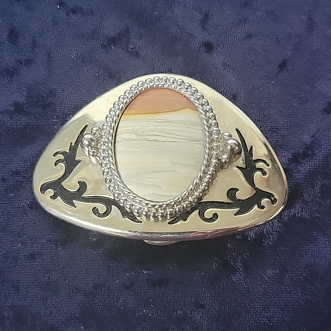 Womens Western Oval Polished Stone Belt Buckle Turquoise Western Belt Buckle: Engraved Silver Oval Cabochon  main image 3