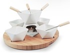 Swissmar Rubik 12-Piece Fondue Set | White with Wood Base