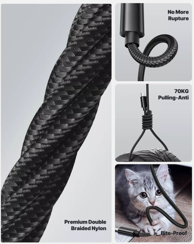 USB Cable Type C to Type C Data Transfer Fast Charge Braided cable lead 1.5m 5ft - Picture 7 of 16