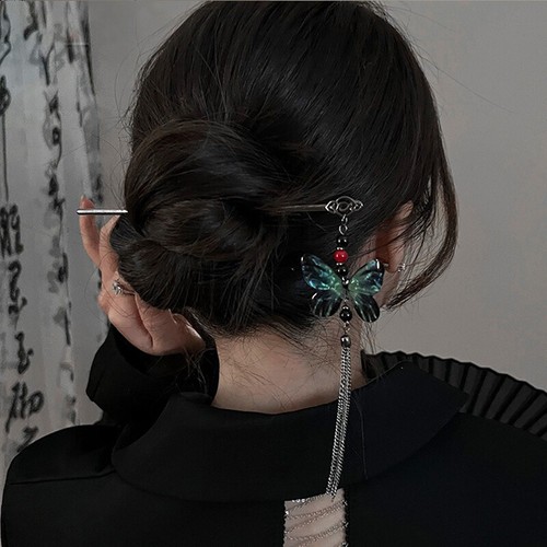 Elegante Horquilla Estilo Chino Mariposa Flor Accesorios Borla Aguja para el Pelo - Imagen 12 de 21