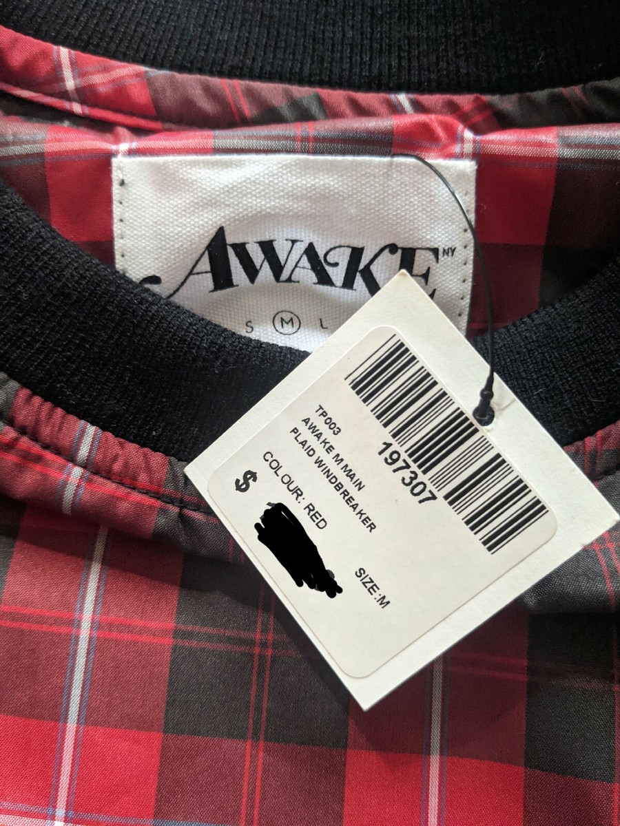 Awake NY Plaid Windbreaker Red Pullover Sz M Medium Supreme Dover