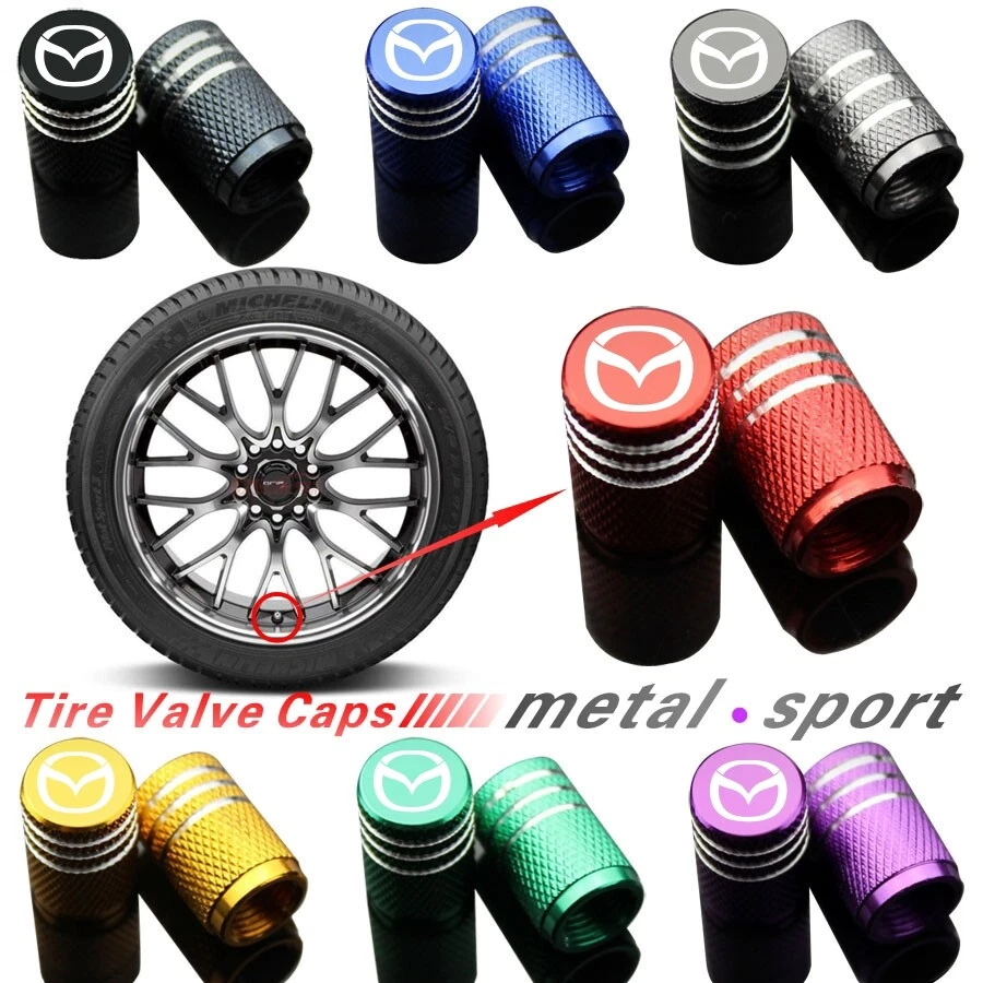 4x Red MAZDA Car Wheel Tire Air Valve Caps for Mazda 2 3 5 6 7 9 MX-5 CX-5 RX7 - Image 2 of 2