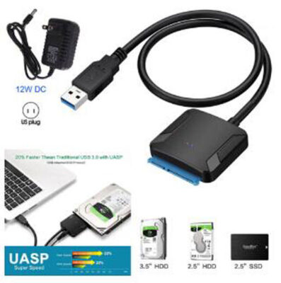 USB 3.0 To 2.5'' 3.5'' SATA III Hard Drive Adapter Cable-SATA To USB Converter NEW