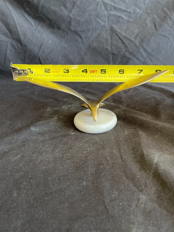 Vintage Brass Flying Bird in Flight Statue Seagull Marble Brass